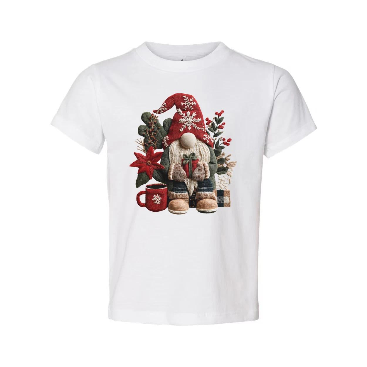 

Christmas Gnome Graphic Unisex T Shirt With Red Hat Poinsettia And Cozy Winter E 4XL
