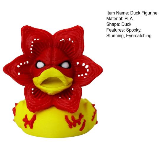 Duck Figurine Collectible 3D Printed Flower Duck Statue Small Desktop Ornament for Home Office Shelf Table Decor