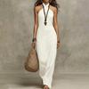 Women's Halter Neck Sundress Crisscross Sleeveless Bodycon Maxi Dress Summer Beach Travel Vacation Long Dress