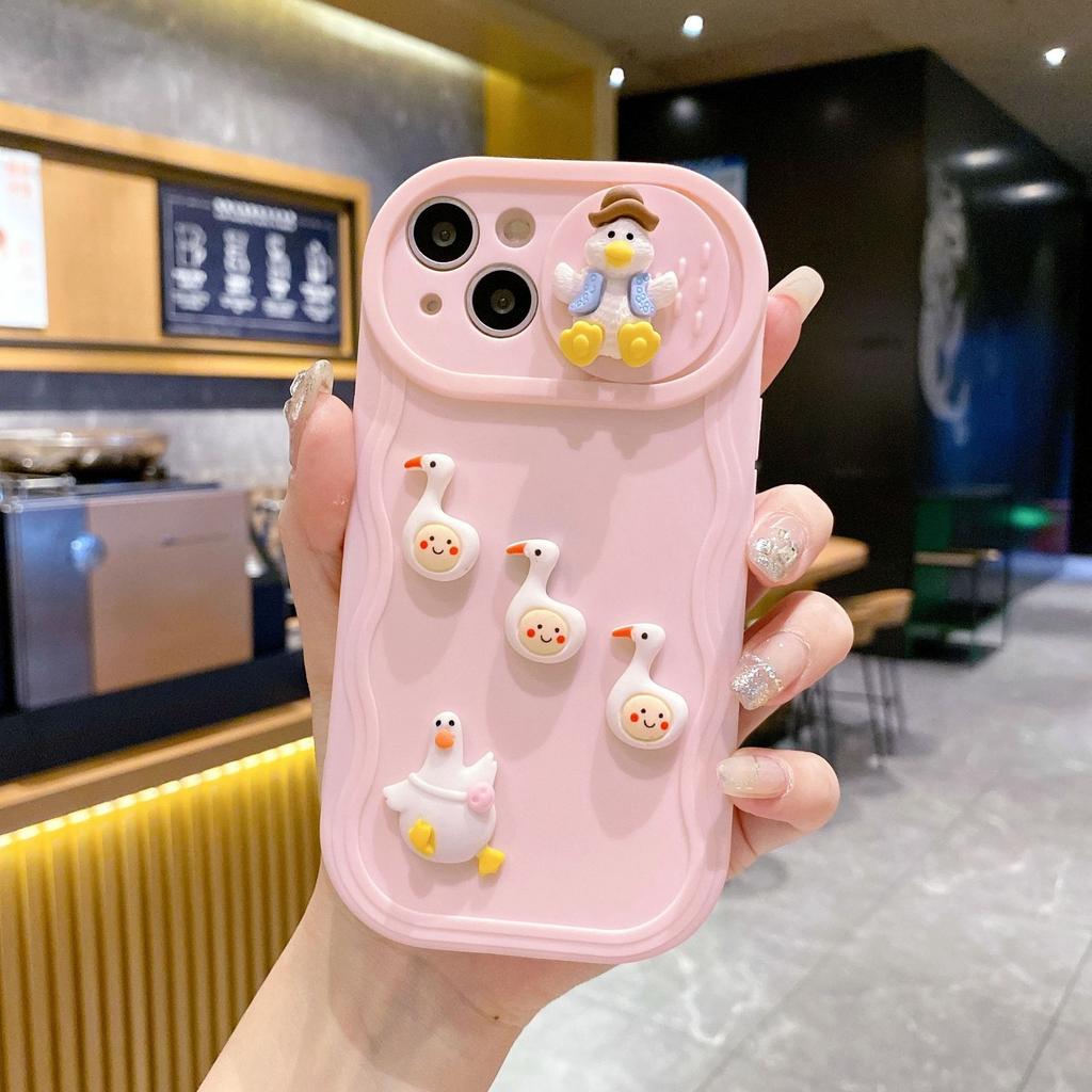 Wavy Push Windows Suitable for Apple 15 Sliding Windows DIY Duck Soft Shell IPhoneX/16 14 Soft Shell Mobile Phone Case