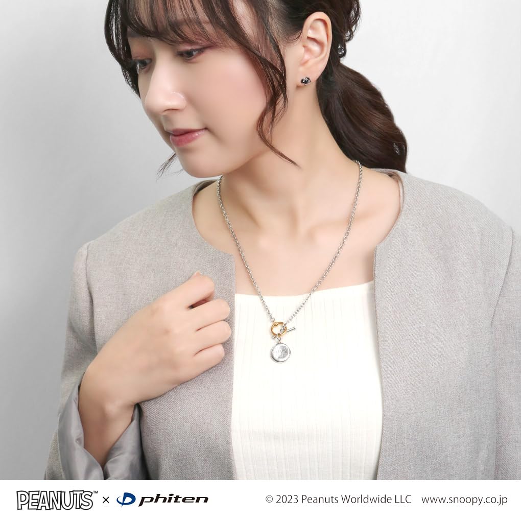 Gin No Phiten Collaboration Snoopy Coin Plate Mantel Necklace for Women Stainless Steel Gold Official [Shinjuku Kura]