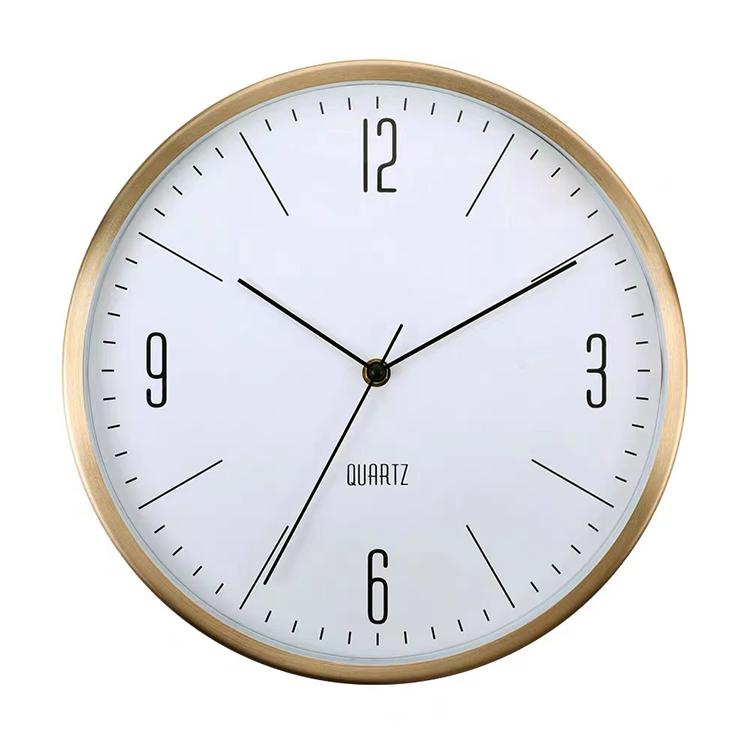 12 Inch Round Elegant Home Decoration Silent Quartz Aluminum Metal Wall Clock
