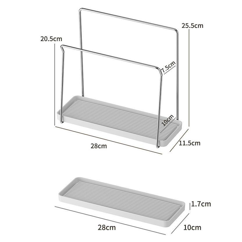 Hand Towel Holder Stand for Bathroom, Kitchen Wash Cloth Drying Rack Hanger Dish Cloth Storage Organizer with Drainboard Tray