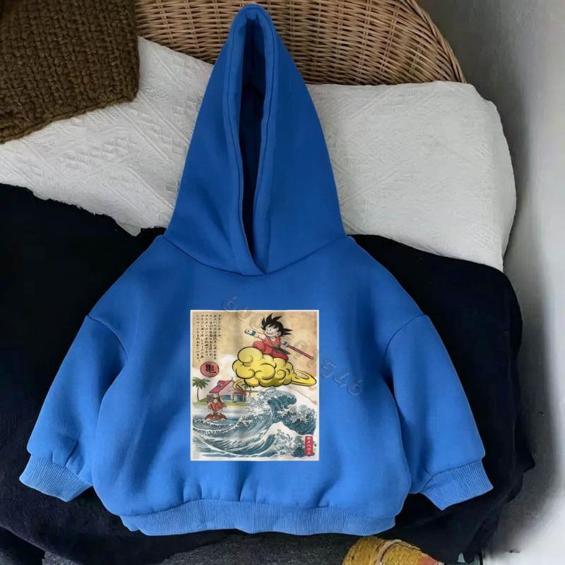 Autumn Children's Casual Hooded Sweatshirt with Dragon Ball Cartoon Pattern - Comfortable and Breathable Boys' and Girls' Coat