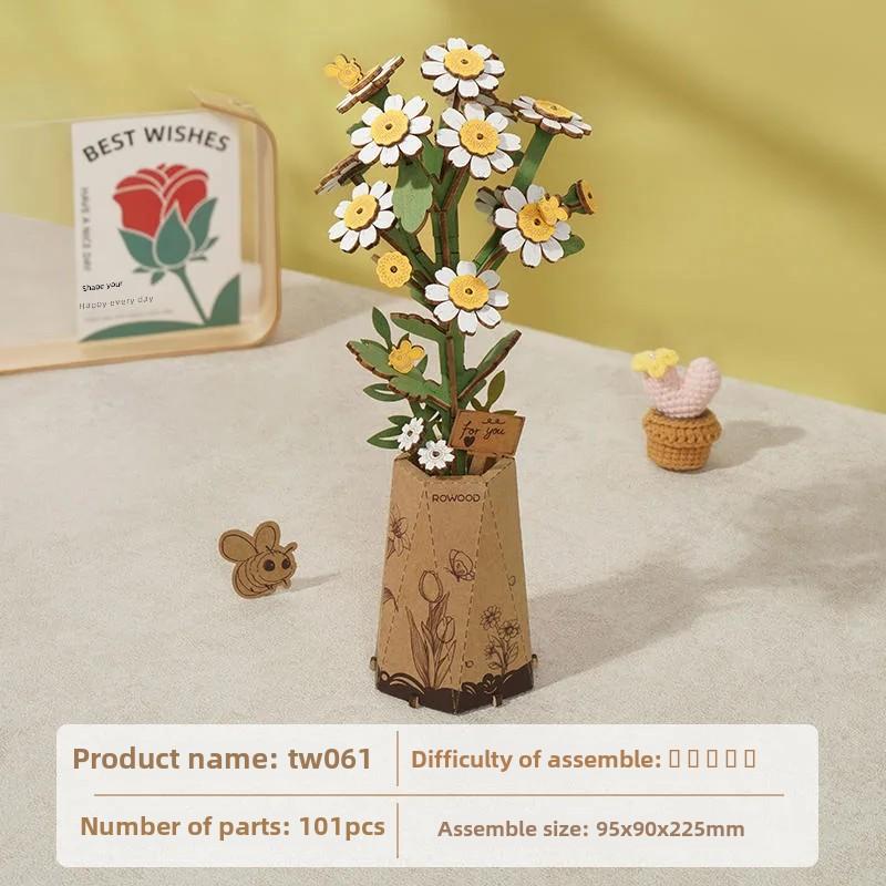 

Деревянный трехмерный пазл-блок «Цветочная сборка», букет, настольное украшение, детская головоломка, сборная игрушка G229