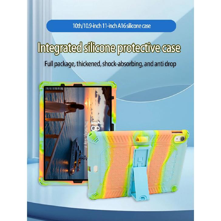 Soft Silicone Case Universal For iPad 11" 2025 A16 11th 10.9 2022 10th Geneneration Adjustable Stand Cover With Shoulder Strap