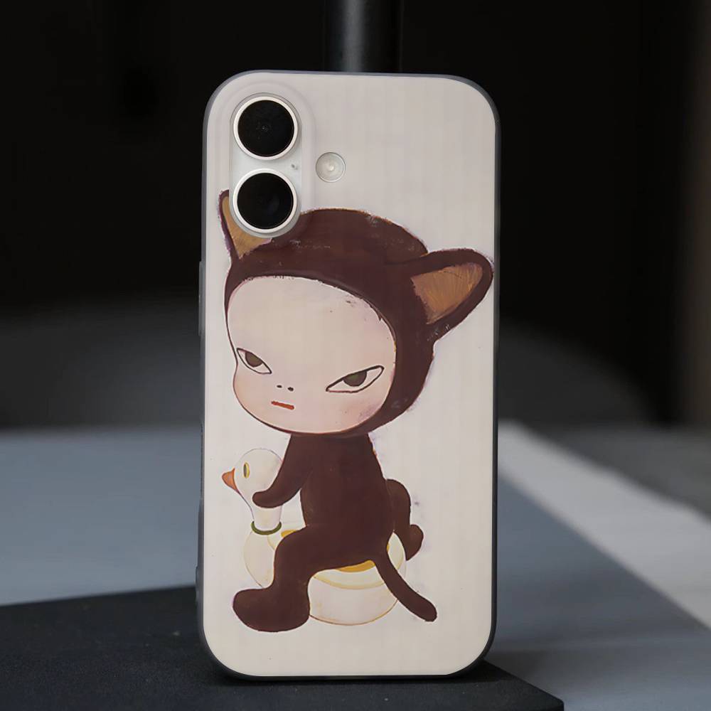 

Japan Yoshimoto Nara Cartoon Girl Phone Case For IPhone 11 12 13 14 15 16 17 Pro Max PLUS Pro Wave Corrugated Silicone Case iPhone 15pro max