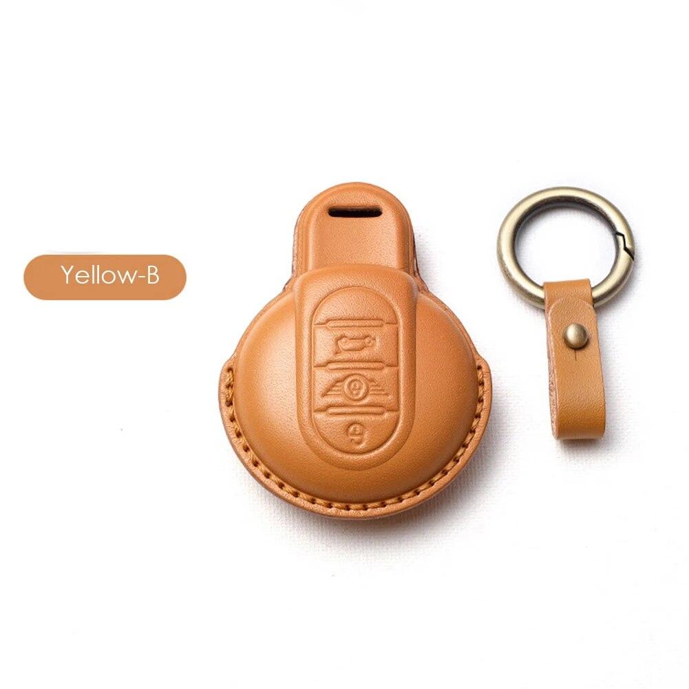 Kožený kryt na klíče od auta pro BMW MINI COOPER S ONE JCW F54 F55 F56 F57 F60 CLUBMAN COUNTRYMAN Držák na dálkový ovladač Shell Keychain