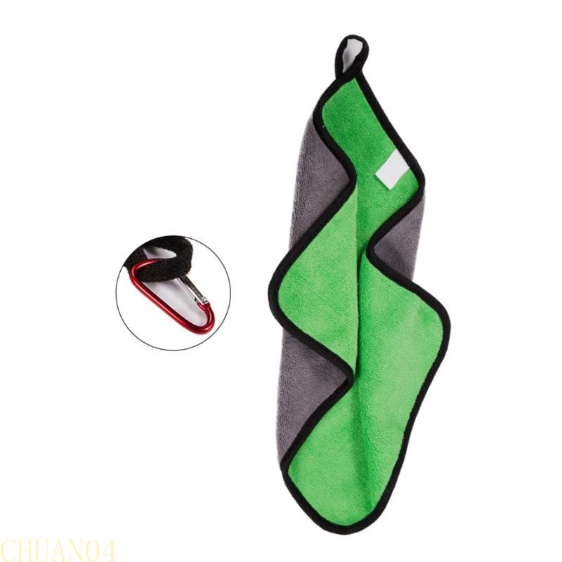 A1A2 Outdoor Sports Wipe Hands Towel Microfiber Fishing Towel with Clips Thickened Cleaning Towel Fishing Accessories зелёный