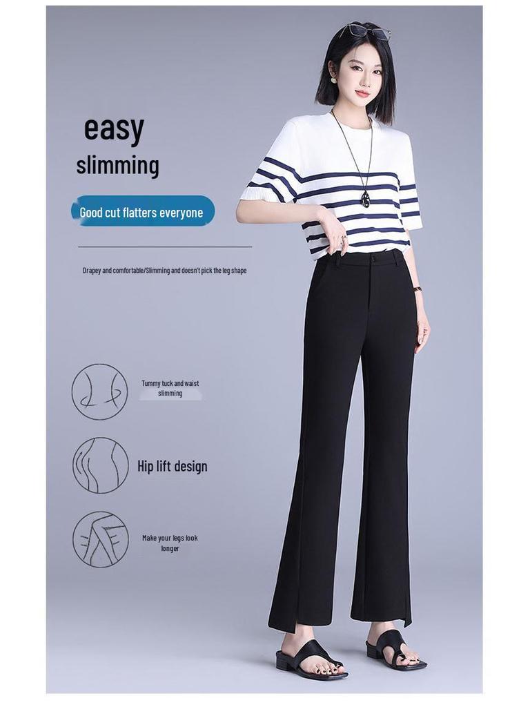 Damen High-Waist Fishtail Schlaghose mit unregelmäßigem Saum - Bügelfrei, lässiger Sommerstil für Petite-Figuren