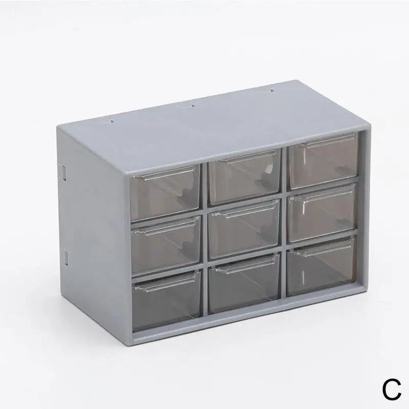 Boîte de Rangement de Bureau en Plastique à 9 Compartiments Tiroir à Bijoux Rangement Cosmétiques Boucles d'Oreilles Maquillage Organisateur Perles Boîtes Conteneurs Bac