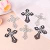 2/10Pcs Vintage Cross Crystal Center Flatback Rhinestone Decorative Accessories For Diy Brooch Craft Making