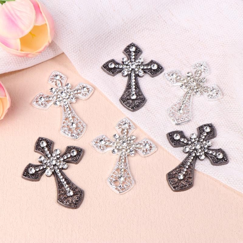 2/10Pcs Vintage Cross Crystal Center Flatback Rhinestone Decorative Accessories For Diy Brooch Craft Making