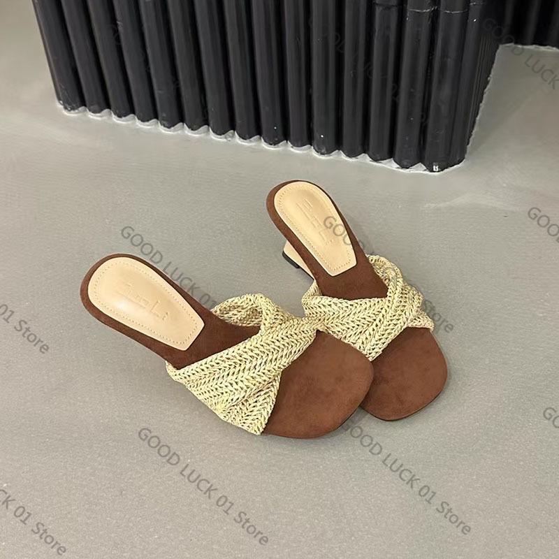 Fashion 2025 New Female Summer Beach Wedges Slippers Slides For Women Heeled Shoes Fashion Shallow Ladies Wedges Slippers Sandals Shoes