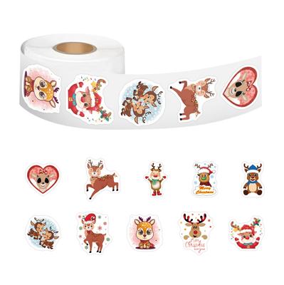 500/rolo Adesivo Rolo Desenho Animado Rena Natal Animal Fofo Crianças DIY Skateboard Mala Adesivo
