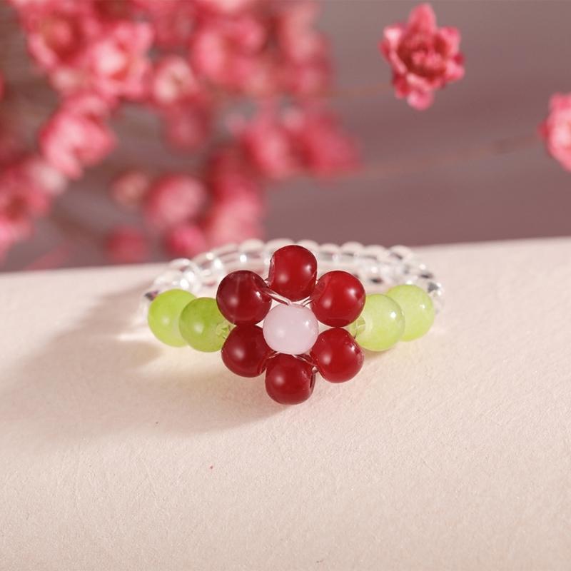 Boho Flexible Finger Jewelry Women Teens Girls Boys Lovely Sunflower Y2K-girls Vintage Summer Braid String Rings