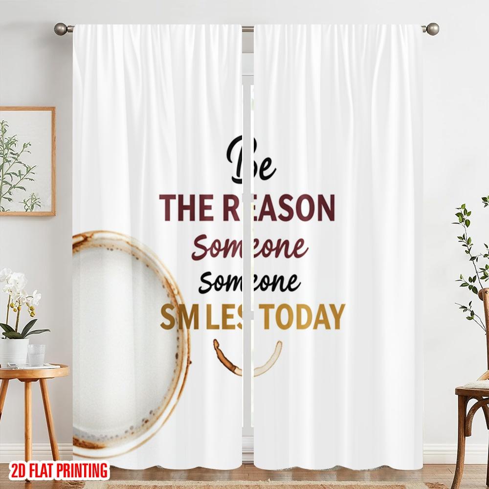 2 Stück 2D Flachdruck Vorhänge Sei ein Grund für jemandes Lächeln heute Polyester Ohne Strom 0 Perfekt für Innenfeiern