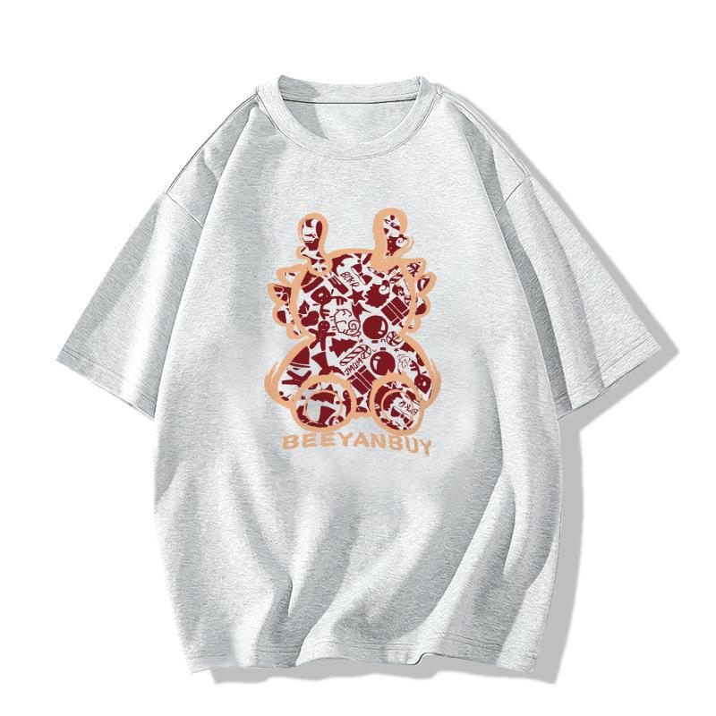 Burgundy Short-sleeved T-shirt for Women In Summer New Year's Year of Zodiac Clothes Loose Large Size Pure Cotton Top