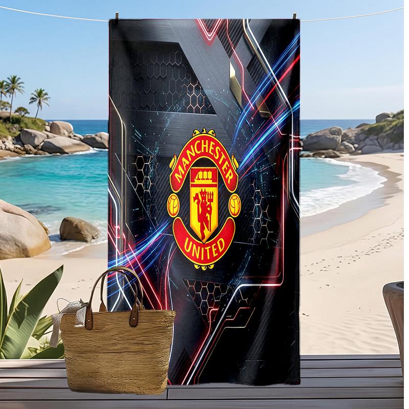 Manchester United Printed Beach Towel Quick Dry Soft TowelPortable Large Rectangular Beach Blanket for Travel Swimming Pool