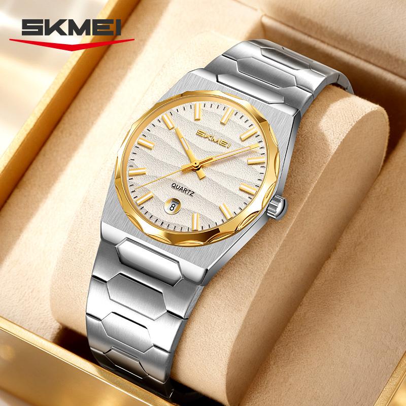 SKMEI 9382 Elegant Men's Quartz Watch Date Display Stainless Steel Strap Minimalist Business Watch for Man Reloj Hombre