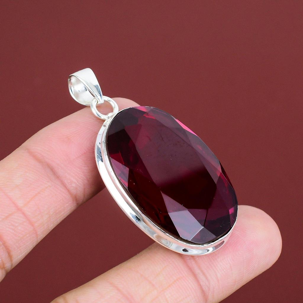 Faceted Rubellite Pendant Handmade Gemstone Pendant 925 Sterling Silver Pendant Top Quality Rubellite Jewelry Unique Pendant Gifts For Women