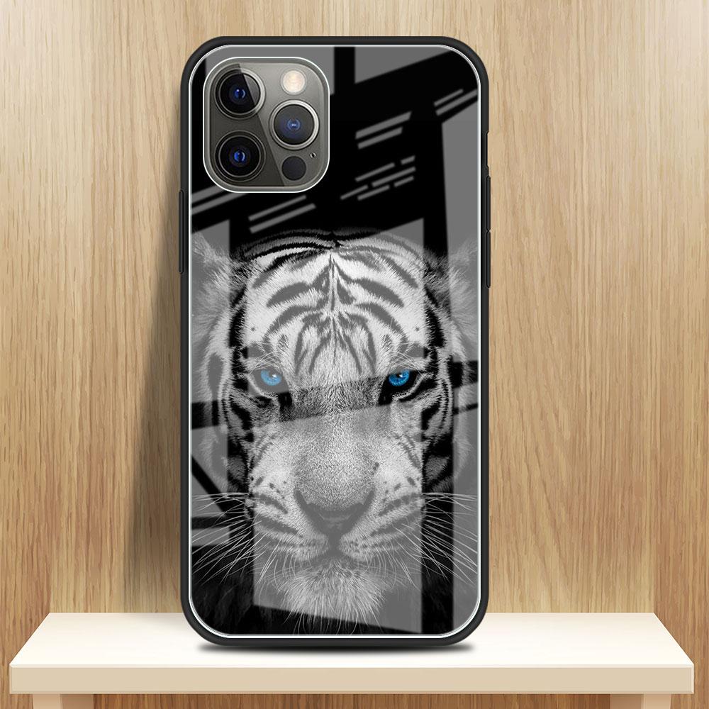 Wolf Dog Cat Bird Lion Tiger Animal Glass Case For Apple iPhone 14 13 Pro 11 12 7 8 Plus SE 2022 XR X XS Max 6 6S Phone Cover