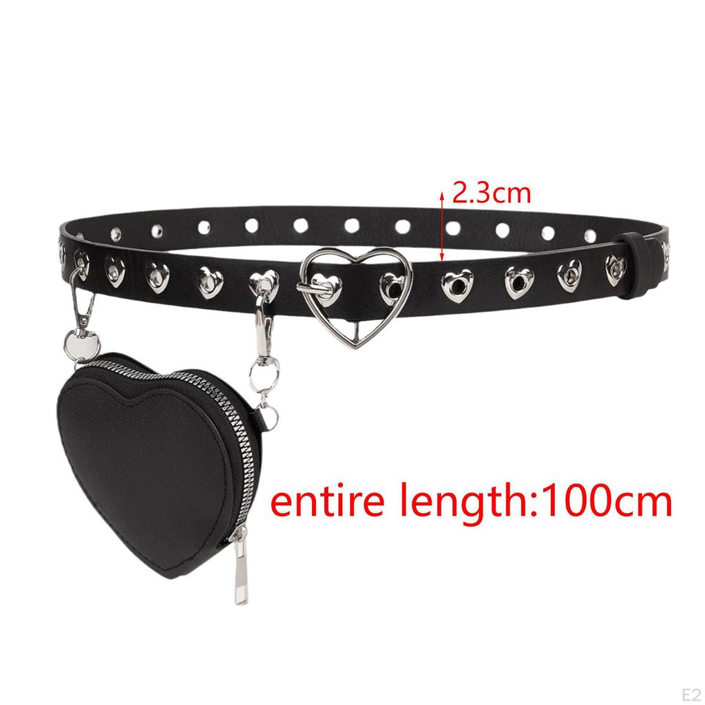 Love Heart Buckle Belt Women Waist Decorative Girl Personality Punk Waistband for Street
