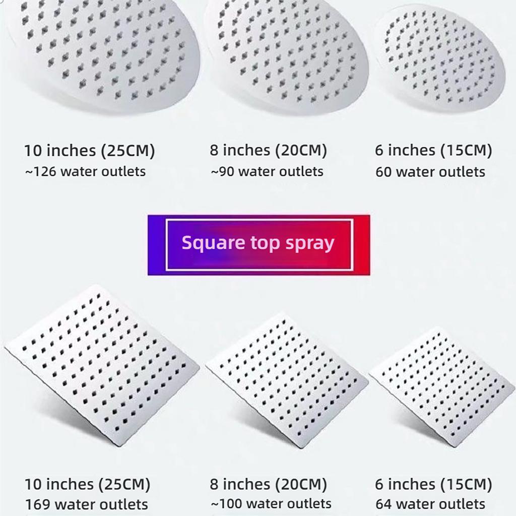 8/10/12 Inch Ultra-thin Wall Mount Rainfall Shower Head With 16inch Stainless Steel Shower Arm 150cm ABS Hose Bathroom Hardware