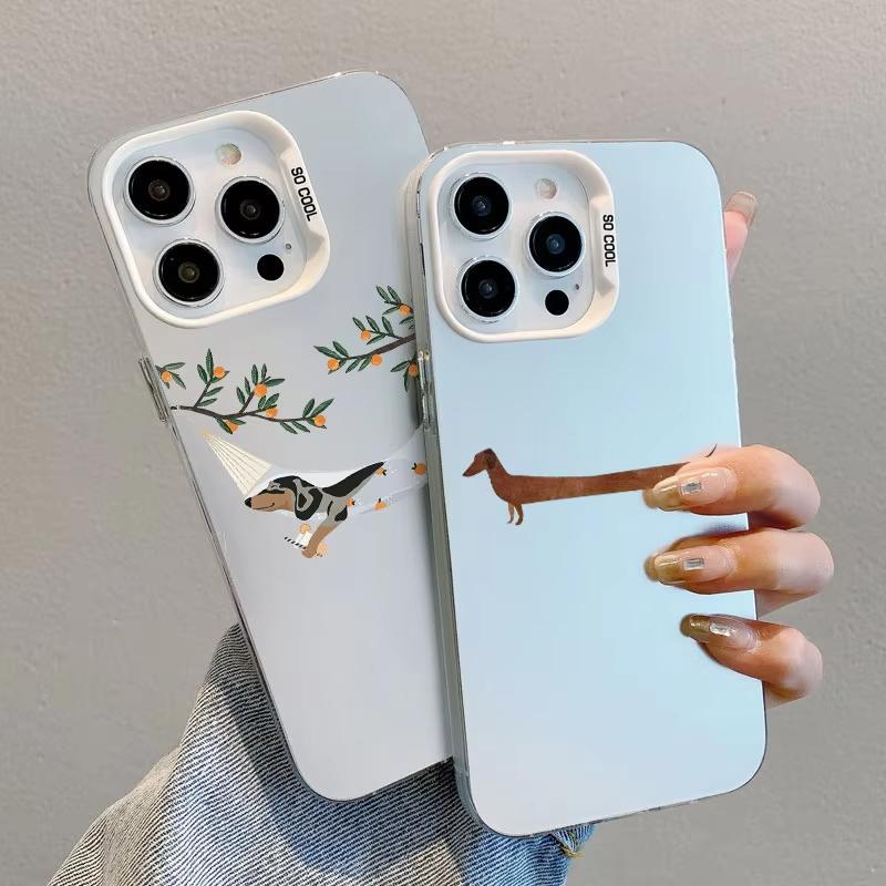 Cute Dachshund Bulldog Pattern Phone Case For iPhone 17 Pro Max 16 15 Pro 14 13 Mini 12 11 XR XS 17Air Plus Hard Matte Cover