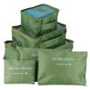6Pcs/Set Storage Bag Clothing Sorting Bag Luggage Suitcase Packing Organizer for TravellingGreen