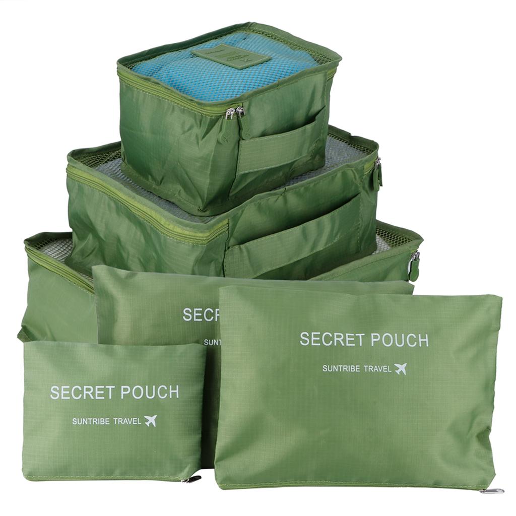 6Pcs/Set Storage Bag Clothing Sorting Bag Luggage Suitcase Packing Organizer for TravellingGreen