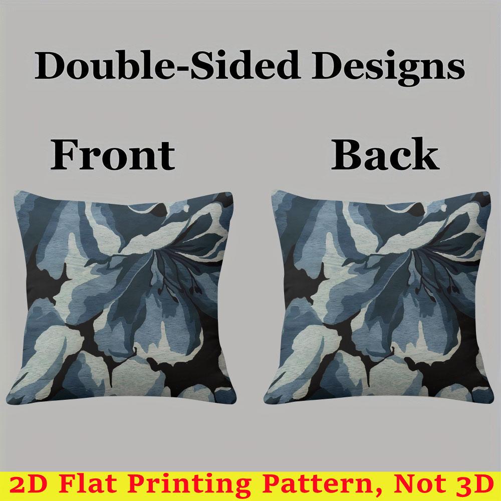 Blue Floral Art square Jacquard Pillow Cover for Sofa Office Waist Cushion Cover Home Decorative Pillowcase