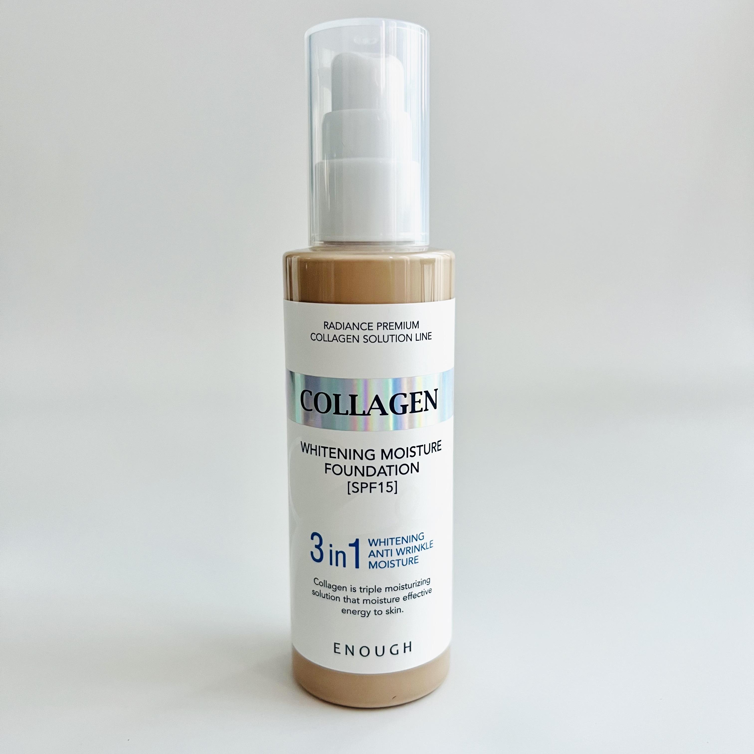 

ENOUGH Collagen Whitening Moisture Тональна основа SPF15 100 мл 3в1 Відбілюючий, проти зморшок, зволожуючий 21 прозорий/бежевий
