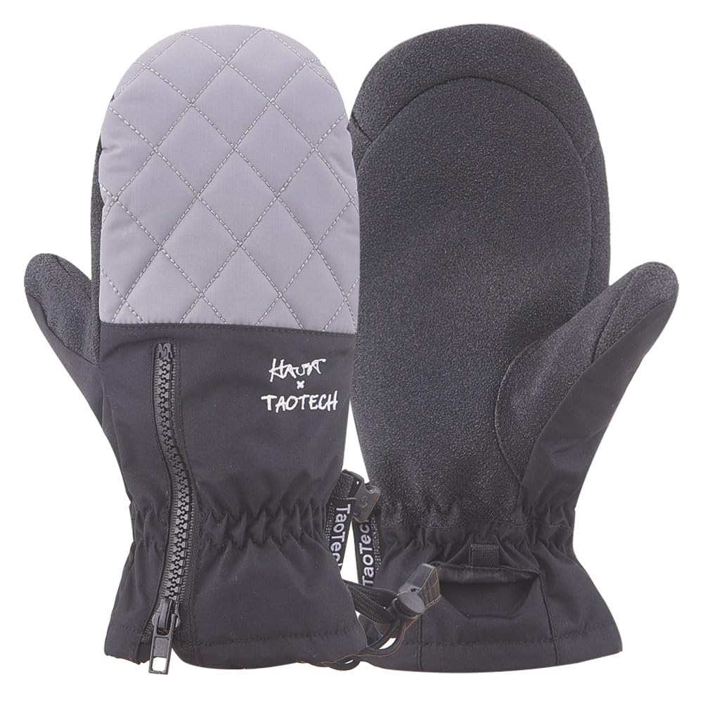 Snowboard Gloves Mittens Haust Collaboration Gloves Men s Women s Ski Gloves Waterproof Warm (Gray, L)