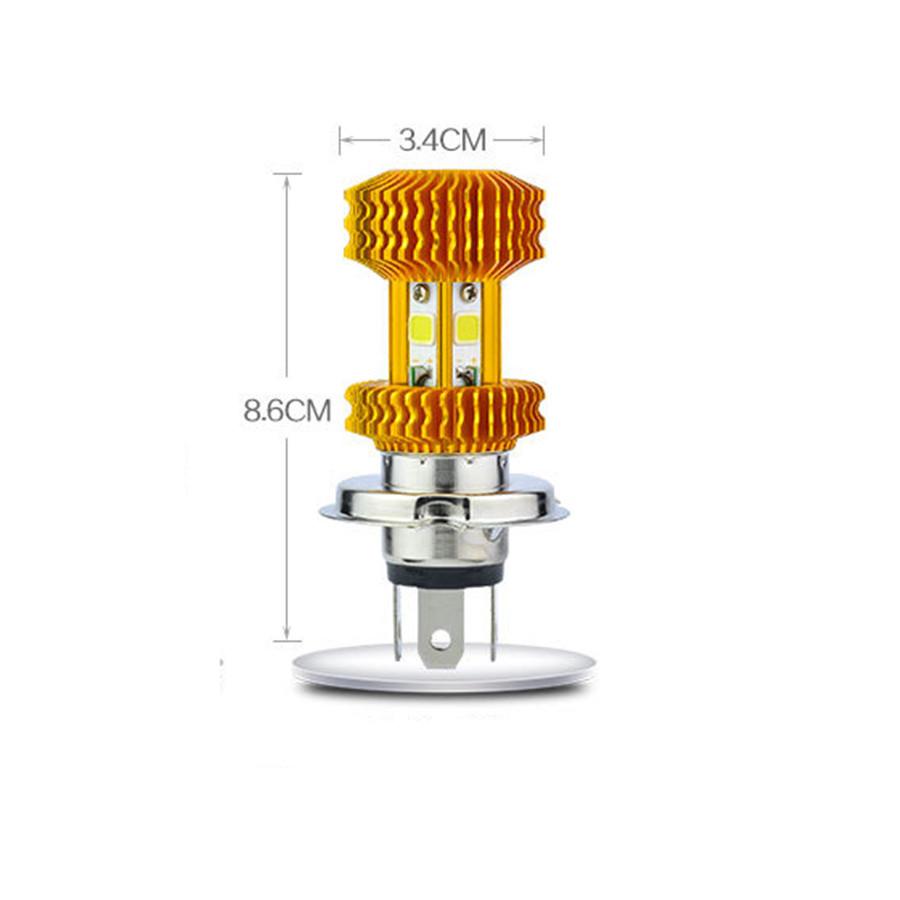 12V 4-Side H4 LED White Motorcycle ATV Scooter Headlight Bulb Hi/Lo Beam 1600LM