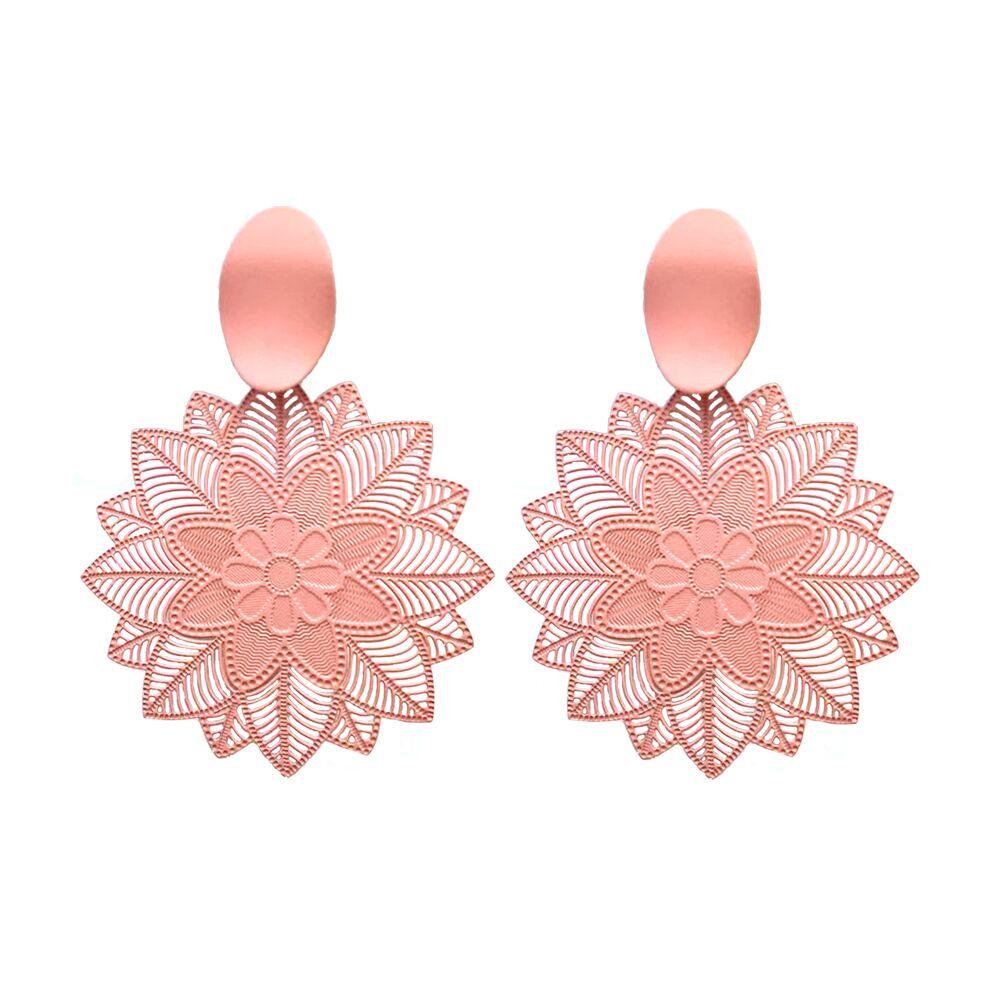 Vintage Earring Petals Shape Hollow Pattern Earrings Colorful Easy Matching Earrings for Women