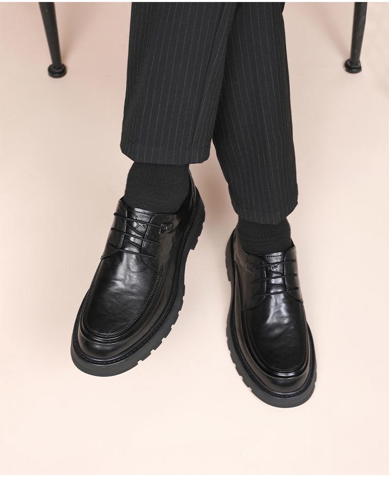 Red Dragonfly Men's Autumn/Winter Formal Leather Shoes, 2024 New Collection with Velvet Lining and Hand-Grabbed Texture