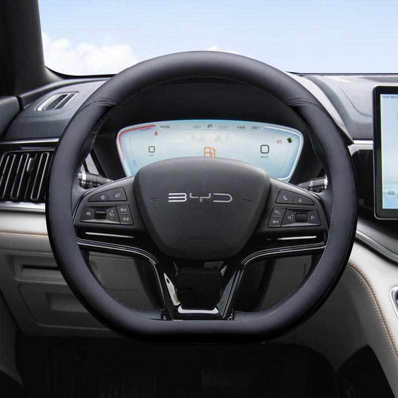 Nappa Leather Car Steering Wheel Cover BYD Song Plus Frigate 07 Qin Han EV Tang DMI Anti-slip Universal 38cm