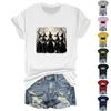 Women's Casual Printed T-Shirt Round Neck Pullover Short Sleeve Top