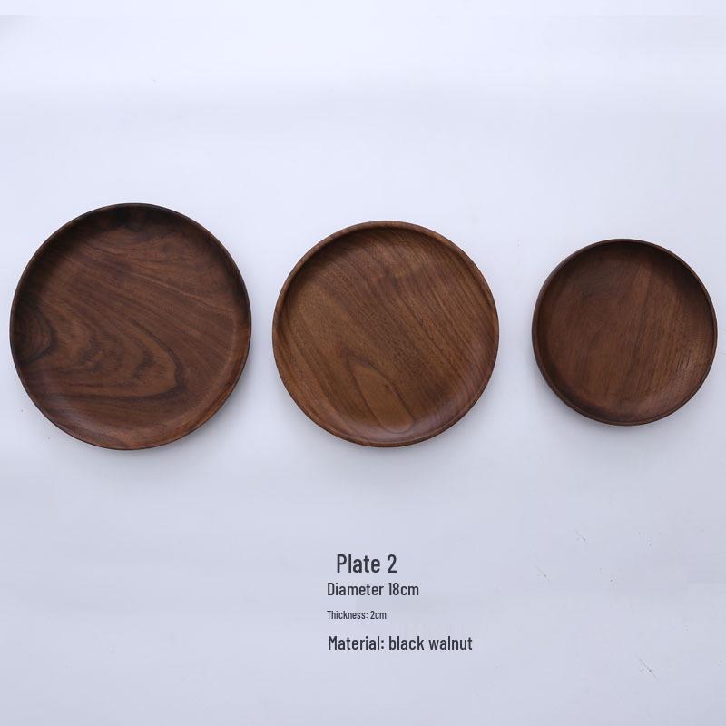 Round Black Walnut Wooden Tray for Breakfast, Pastry, Fruit, and Snacks