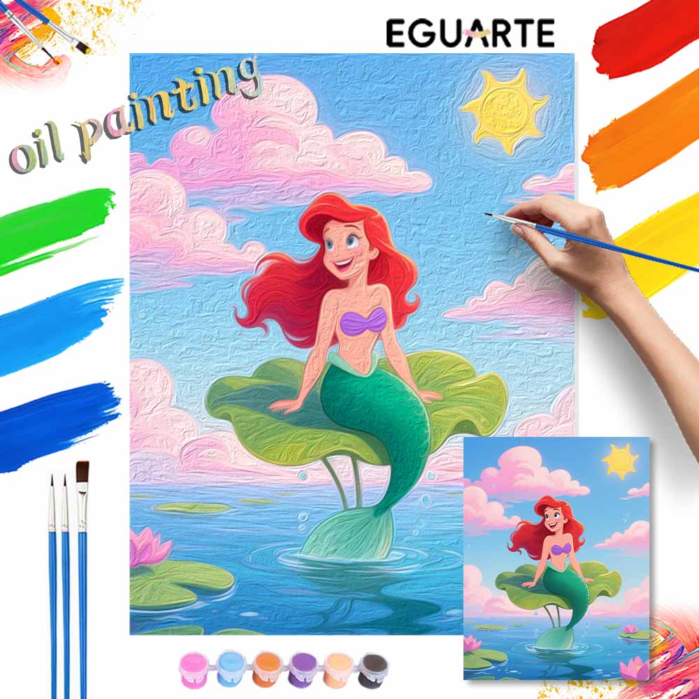 Disney Digital Oil Painting Art Kit Mermaid Handmade Coloring Painting Home Decor