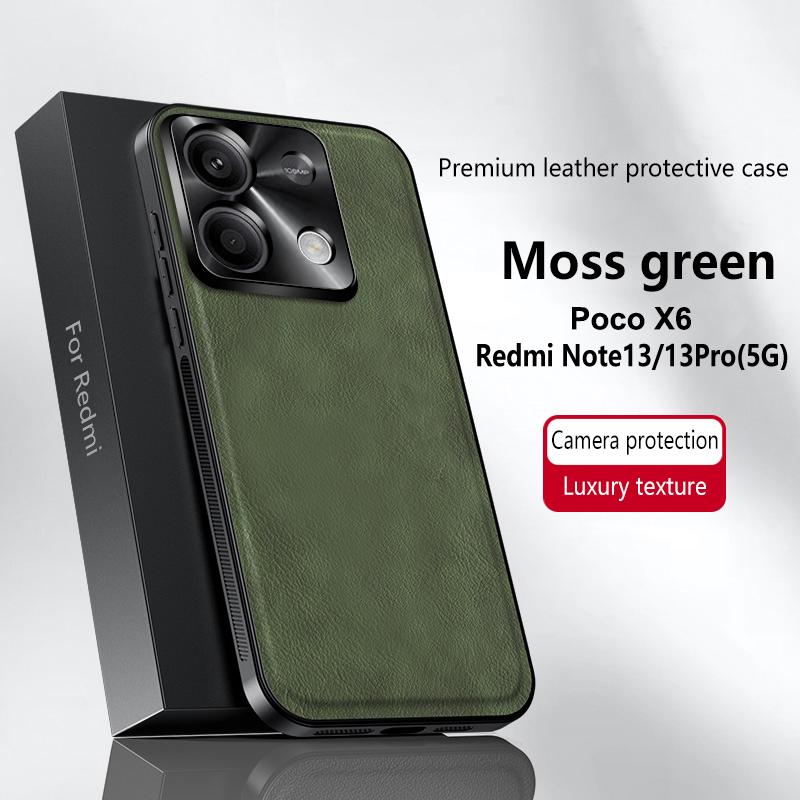 For Redmi Note 13 Pro 5G Poco X6 Case Magnetic Elegant Leather Wear-Resistant Lens Fully Covered Non-Slip Grip Edge Cover Shell