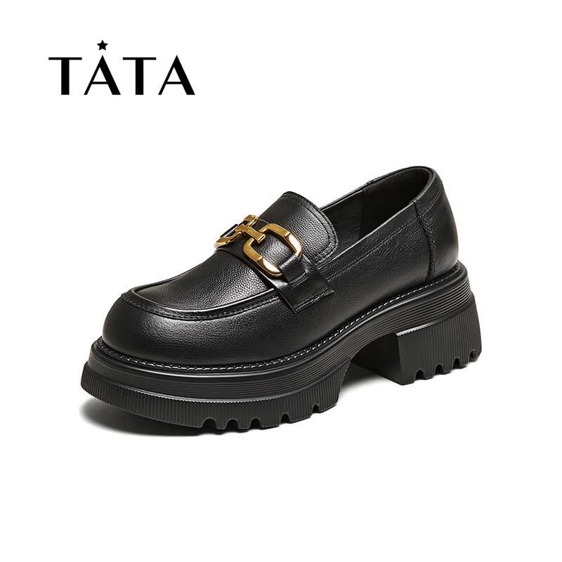 Women s Fashion Casual Round Toe Thick-Soled Loafers 37 чёрный