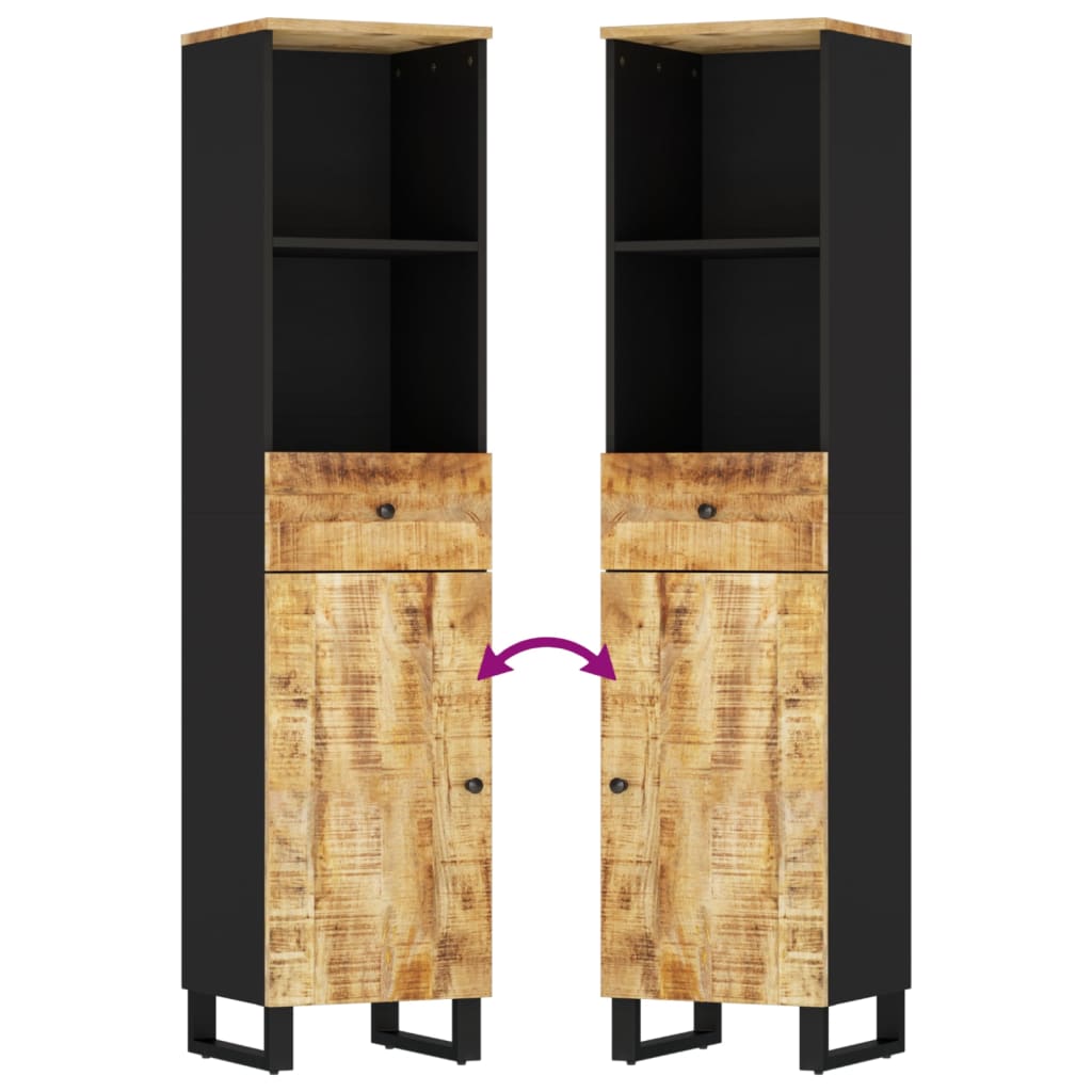 3 Piece Bathroom Furniture Set Solid Mango Wood