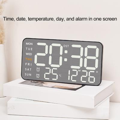 Digital Wall Clock with Remote Control Large Display Multifunctional 12/24Hr Plug-in LED Digital Alarm Clock with Temperature