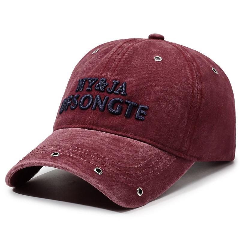 Vintage Washed Denim Baseball Cap Men S And Women S Embroidered Letter Cap Outdoor Sun Hat Adjustable красный