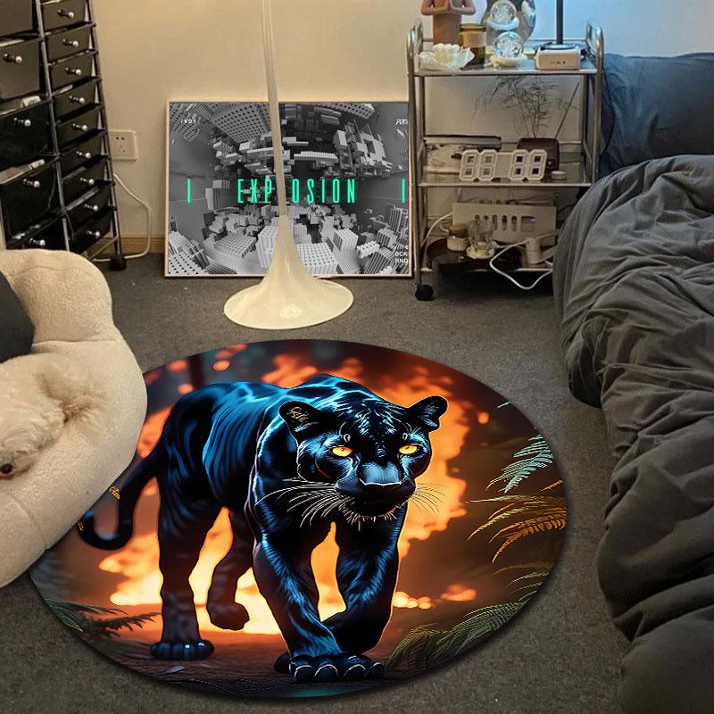 Playful Round Halloween Multicolor Floor Rug, Non-Slip Floor Mat for Living Room