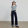 Chuyu Women's 2025 Fall Split-Line Cuffed Wide-Leg Jeans