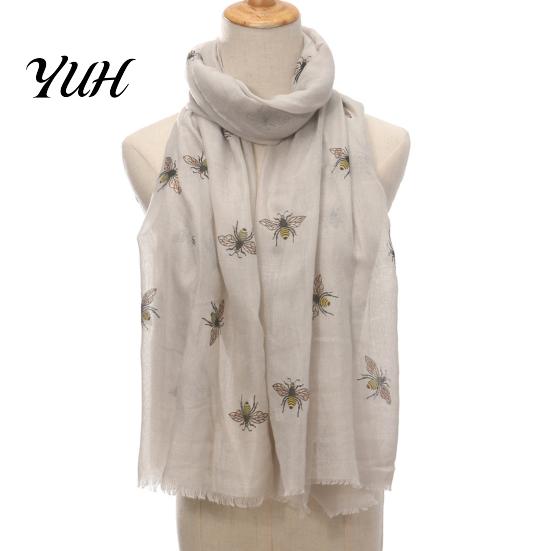 Decorative Scarf for All Seasons Lightweight Women, Cute Bee Pattern Neck Scarf, Sun Protection Headscarf Summer Soft Long Thin Shawl Wrap Vacation,