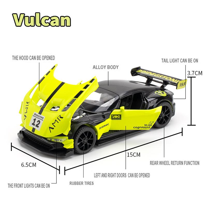 1/32 Scale Aston Martin VULCAN Simulation Car Model Metal Diecasts & Toy Vehicles Alloy Decoration Sound Light Metal Man Aston Boy Children Gift